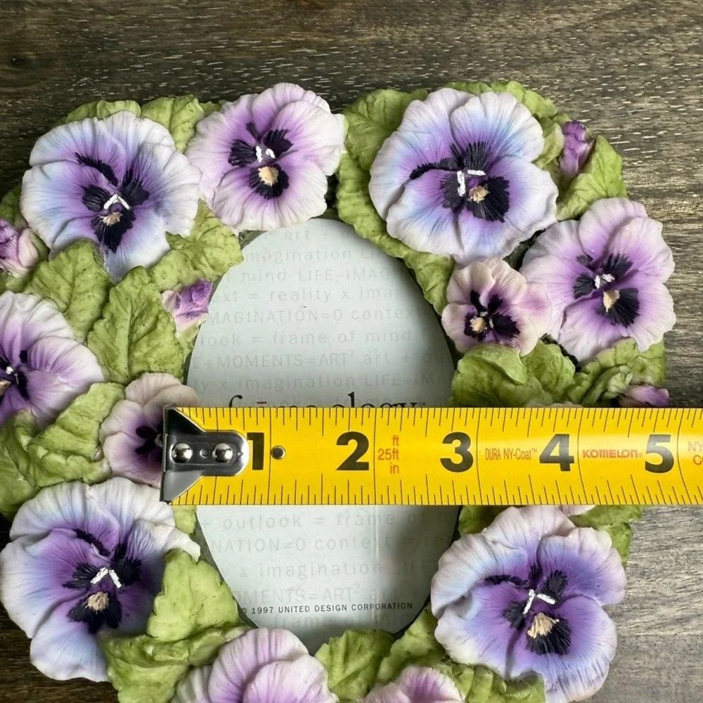 Vintage 1994 Frameology Pansy Heart Photo Frame Purple Floral Cottagecore UDC